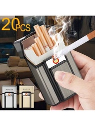 創意USB可充電煙盒防風打火機帶容量&amp;收納容器