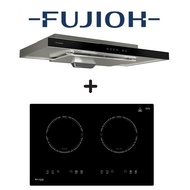 FUJIOH FR-MS1990R 90CM GLASS BLACK SLIMLINE HOOD WITH TOUCH CONTROL + FUJIOH FH-ID5120 2 ZONE INDUCTION HOB