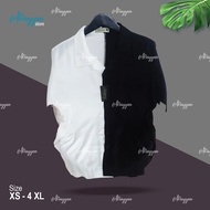 Hem Alrayyan Kemeja Hawai Rayon Kombinasi Hitam Putih Pria Wanita Baju Pantai Bali Lengan Pendek Two