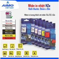 HZe 9mm*8M Label for Brother, Aimo label printers (PT-E110, PT-E300VP, E1000Pro...)