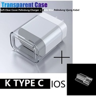 IPHONE 2in1 ! Soft Clear Charger Protector Cover + Cable Bite Cable End Protector - BENING !! 35W Se