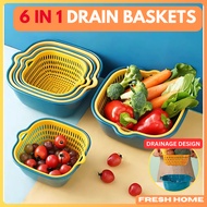 𝟔𝐢𝐧𝟏 Washing Basket Fruit Basket Drain Basket Strainer Basket Double Layer Drain Vegetable Strainer