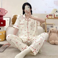 Summer Cloud Cotton Two-piece Japanese Pajamas Womens Summer Short-sleeved Trousers Cartoon Girl Hom