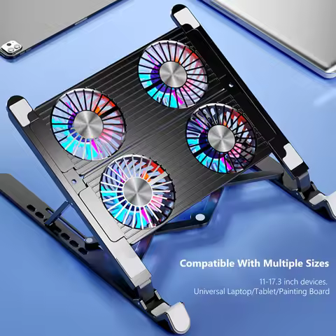 Laptop Cooler Base Stand Foldable Laptop Heat Dissipator Stand Silent Gaming Laptop Cooler Fan with