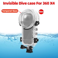 เคสดำน้ำที่มองไม่เห็นสำหรับ Insta360 X4กล้องพาโนรามา50เมตรเคสกระเป๋ากล้องกันน้ำ360องศาเปลือกอย่างเต็