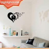 【Biho】Heart-Shaped 3D Mirror Crystal Wall Sticker Decals Drawing Love Acrylic Clock Room Living DIY Decoration