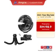 Amgras Stroller Baby Portable Mini Fan Rechargeable 9 Leds/Ultra Quiet/Flexible Tripod/55 Hours (600