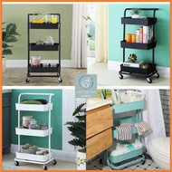 3 Tier Multifunction Storage Trolley Rack Office Shelves Home Kitchen Rack with Wheel ( Malaysia Ready Stock )