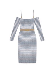 Kloset Design Knit Off-Shoulder Dress (RS24-D005) ชุดเดรสถักปาดไหล่