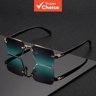 Stylish Unisex Square Frameless Sunglasses Daily Wear Multi Color Lightweight UV Protection Shades