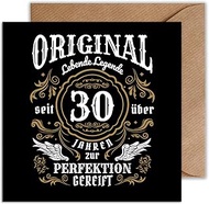 WBdesignz Old School Birthday Card with Envelope - 30th Birthday Gift Card Happy Birthday - 30th Car