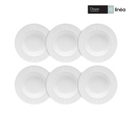 Felli Dinexe 9.5” Opal Glass White Soup Plate Set (6 Pcs) - Linea