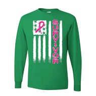 wild custom apparel Breast Cancer Awareness American Flag Mens Long Sleeves