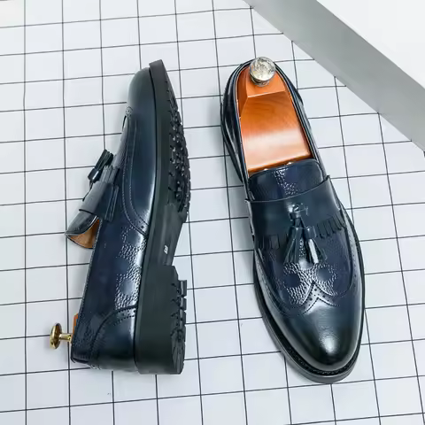 Four Seasons Men's Casual Sports Shoes Trendy Designer Original Tasseled Loafers Pointed Business Dr