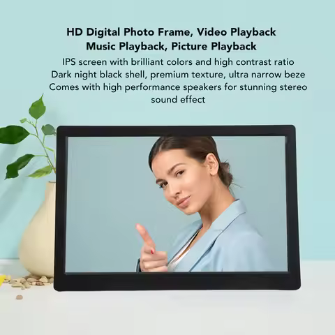 14.1in Large Digital Picture Frame HD Digital Photo Frame Video Playback Remote Control Built in Spe