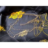 3-Strand Necklace Sugarcane Pattern Long Strap Silver Second Hand Women's Fashion Products