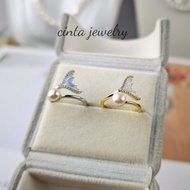 New Style CINTA Freshwater Real Pearl Mermaid Tail Open Ring Ladies Fashion e2e