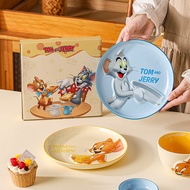 Cat Mouse New Style Ceramic Tableware Plate Household Embossed Disc High-value Couple Deep Plate Car