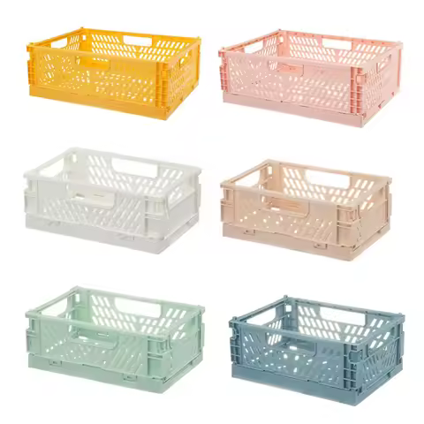 1-3pcs Plastic Foldable Storage Crate Folding Box Basket Stackable Jewellery Toys Boxes Organizer Co