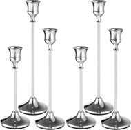 Candlestick Holders Taper Candle Holders, Set of 6 Silver Candle Holder Set, Vintage Table Centerpie