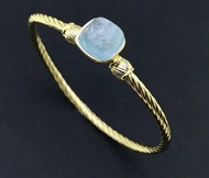 海藍寶手鐲，天然海藍寶，銀手鐲，手工手鐲