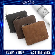 THE GIRLS Men Wallet Leather Zipper Bifold Wallet Fashion Casual Card ID Dompet LelakiShort Wallet Window Case Design