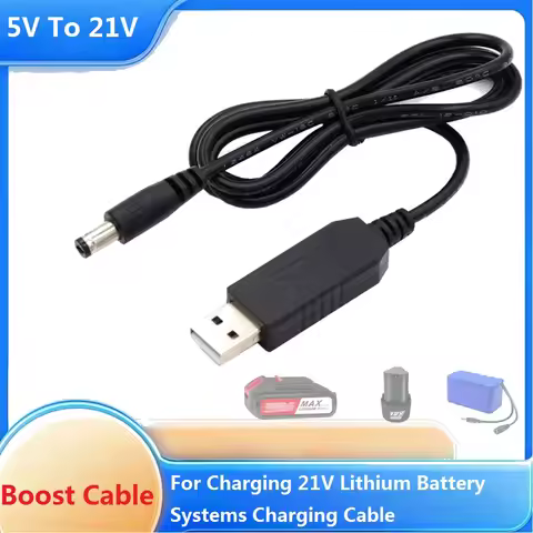 5V to 21V Booster Cable 21V Lithium Battery Dedicated Charging Cable DC 5.5x2.5mm Interface USB Adap