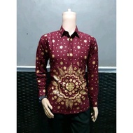 MERAH KEMEJA Family Batik - Batik - Prada Batik - Maroon Batik - Family Batik - Batik Shirt - Shirt