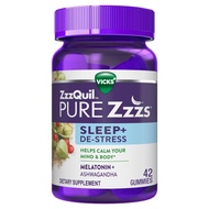 🇺🇸 VICKS ZzzQuil Pure Zzzs Sleep De- Stress - 42 Gummies