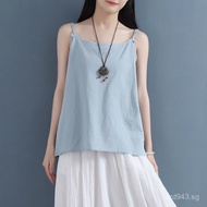 Hong Kong Linen Button Chinese Style Women's Camisole New Summer Vest Solid Color Chinese Style Base