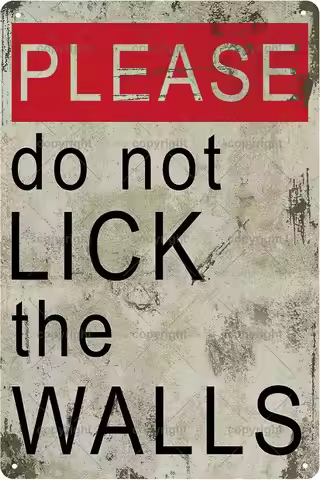 Don't Lick Walls Vintage Metal Tin Sign, Home Decor, Room Decor, Wall Decor, Bathroom Decor, Bar Dec
