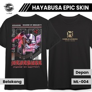 Kaos MLBB HAYABUSA EPIC SKIN Mobile Legends Lengan Pendek Hitam Combed 24s Distro ML Pria Wanita