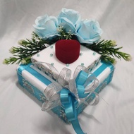 Gubahan bekas cincin risik/tunang/nikah - light blue ( 1pc bekas cincin )