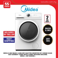 【 DELIVERY BY SELLER 】 MIDEA MF100D85B  8.5KG WASH | 5.0KG DRY QUATTRO INVERTER 90°C DRUM CLEAN ADD 