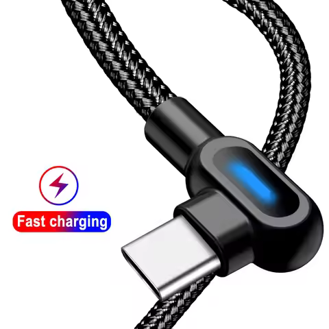 OLAF USB Type C Cable Fast Charging 90 Degree USB C Cable For Samsung S8 S9 S10 Xiaomi Mobile Phone 