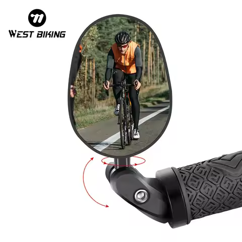 WEST BIKING Universal Bicycle Rearview Mirror Adjustable Rotate Wide-Angle Cycling Handlebar Rear Vi