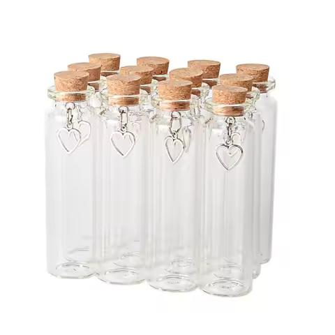 5-20Pcs 8cm Love Cork Stopper Glass Wishing Bottle Valentine's Day Wedding Party Birthday Anniversar