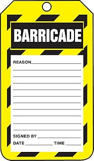 Accuform TAB107PTP Barricade Status Tag, Legend"Barricade", 5.75" Length x 3.25" Width x 0.015" Thic