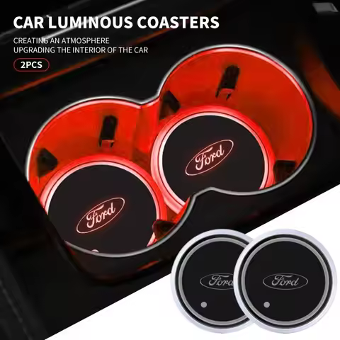 Colorful Universal LED Car Cup Holder RGB Light Mat Pad For Ford Fiesta Ranger Fusion Mondeo Mustang