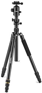 NATIONAL GEOGRAPHIC Travel Tripod Kit, 90° Column, 4-Sections, Lightweight Aluminum, Compatible with Canon,Nikon,Sony DSLR, 360 Degree Ball Head, Quick Release Plate, 8KG Load Capacity with Carry Bag