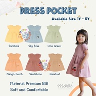 Best Selling!! Last Stock Mooi Dress Girls New Color Rib Pocket Dress 1-6 Years CBKS SO