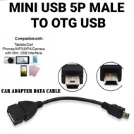 Wayar Mini USB OTG 5P Male to OTG USB Female Car Adapter Data Cable for Video Camera Audio Tablet CD
