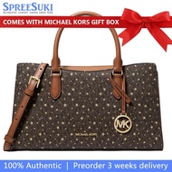 Michael Kors Handbag In Box Arden Medium Printed Signature Logo Satchel Brown 35F5G4XS2I