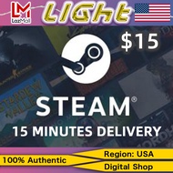 Steam USA Gift Card 15 USD America Steam wallet codes✨Efficient/safe/fast/LIGHTING Game 24/7 Email D