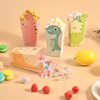 20 Cute cartoon Dinosaur Popcorn Chips Fries Chicken Nuggets Paper Party Gift Box Packaging