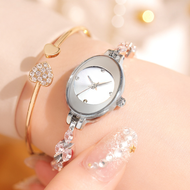 Free Box Jam Tangan Gelang Wanita Mewah Strap Titanium Model Oval Serut Terbaru Fashion Korea Style
