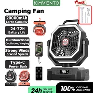 Kimviento 20000mAh Mount Peak Camping Kipas Meja Bateri Tahan Lama Portable Fan Outdoor Camping Fan