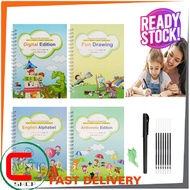 4 Book Magic Children 3D Copybook For Calligraphy Number English Handwriting Books Learning Math Wri