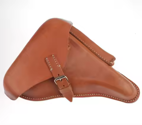 WWII WW2 German Military Brown Officer Leather Luger P08 P-08 Hardshell Holster