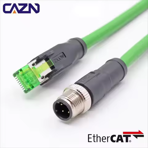 M12 Connector 4 Pin D Code Male to RJ45 Waterproof Ethernet Connector Industrial Ethernet Ethercat